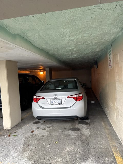 Parkade ceiling coating in progress