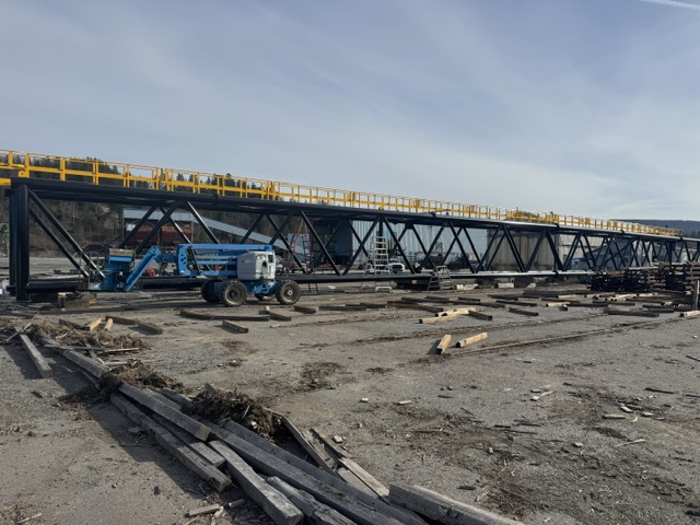 Steel truss on blocking in the yard