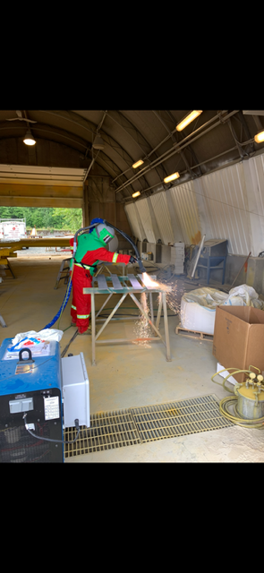Metalizing set-up in the shop