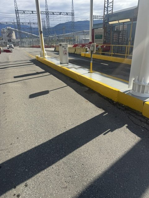 Freshly painted yellow curb
