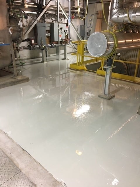 Epoxy floor coating in a turbine building