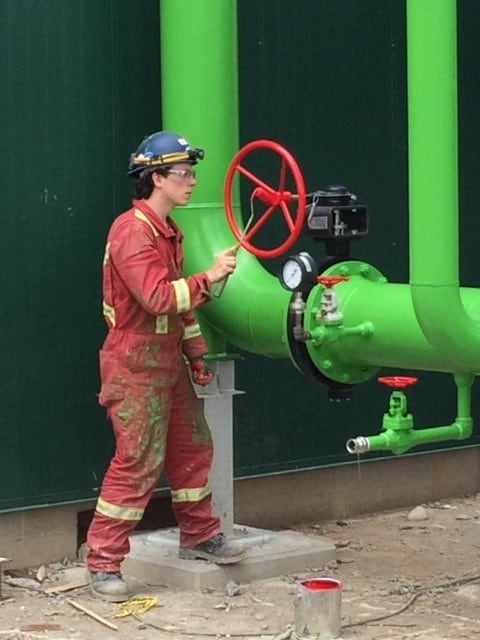 Red Seal crew member at a coated valve